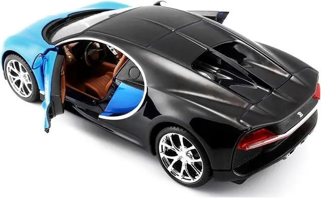 Alt view image 3 of 6 - Bugatti Chiron Blue and Dark Blue 1/24 Diecast Model Car by Maisto
