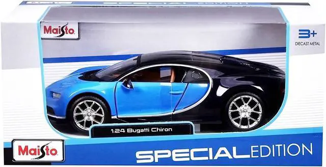 Alt view image 5 of 6 - Bugatti Chiron Blue and Dark Blue 1/24 Diecast Model Car by Maisto