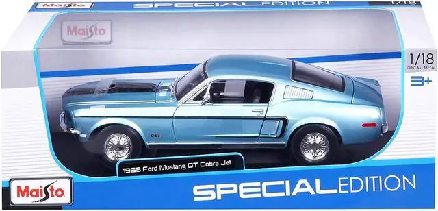 Alt view image 5 of 5 - Maisto 31167bl 1968 Ford Mustang CJ Cobra Jet Blue 1-18 Diecast Model Car