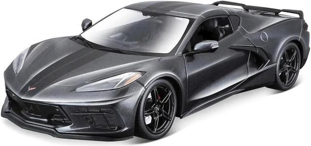 Main image of 2020 Chevrolet Corvette Stingray C8 Dark Gray Metallic with Racing Stripes 1/18 Diecast Model Car by Maisto
