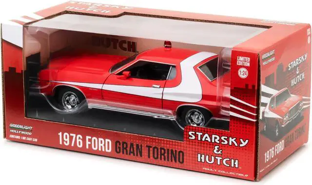 Alt view image 4 of 8 - 1976 Ford Gran Torino Red with White Stripes "Starsky and Hutch" (1975-1979) TV Series 1/24 Diecast Model Car by Greenlight