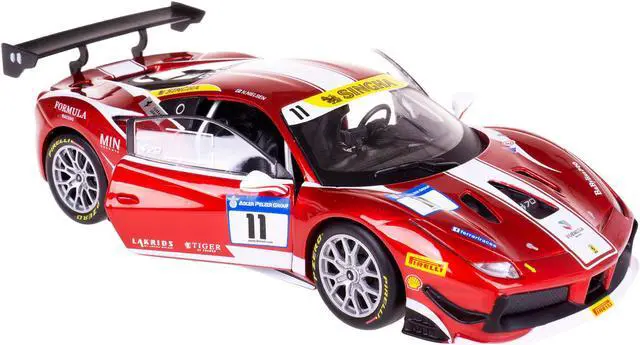 Alt view image 4 of 4 - Ferrari 488 Challenge #11 Candy Red with White Stripes "Ferrari Racing" 1/24 Diecast Model Car by Bburago