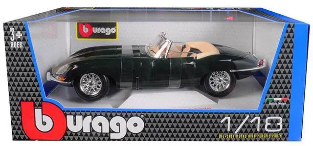 Main image of 1961 Jaguar E Type Convertible Green 1/18 Die cast Model Car by Bburago