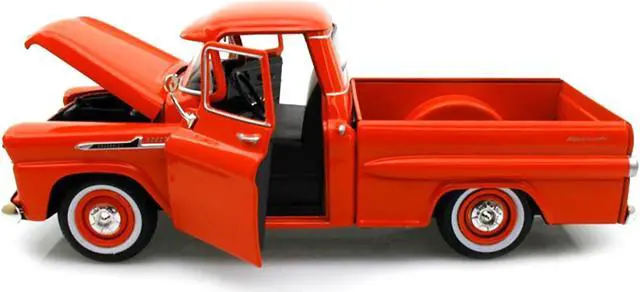 Alt view image 3 of 3 - 1958 Chevrolet Apache Fleetside Pickup Truck Orange 1/24 Diecast Model Car by Motormax