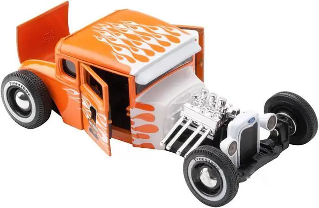 Alt view image 4 of 4 - 1929 Ford Model A #1 "Harley Davidson" Orange with White Flames 1/24 Diecast Model Car by Maisto