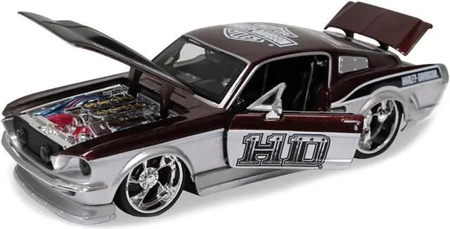 Alt view image 3 of 3 - 1967 Ford Mustang GT Red /Silver Harley Davidson 1/24 Diecast Model Car by Maisto