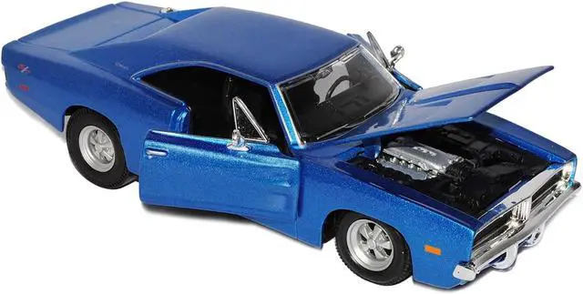 Alt view image 4 of 8 - Maisto 31256bl 1969 Dodge Charger R & T Hemi Blue 1-25 Diecast Model Car
