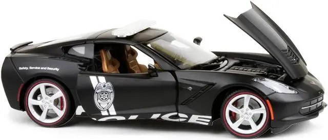 Alt view image 3 of 4 - Maisto 36212PO 2014 Chevrolet Corvette C7 Stingray Police Matt Black 1-18 Diecast Model Car