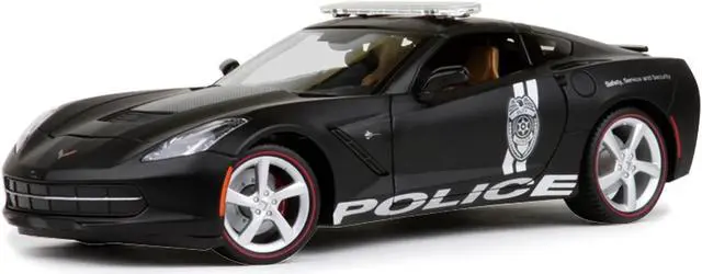 Alt view image 2 of 4 - Maisto 36212PO 2014 Chevrolet Corvette C7 Stingray Police Matt Black 1-18 Diecast Model Car