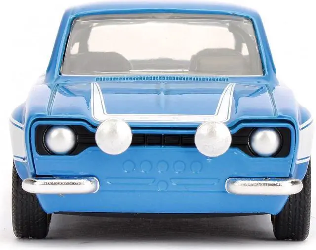 Alt view image 4 of 7 - Brian's Ford Escort Light Blue with White Stripes "Fast & Furious" Movie 1/32 Diecast Model Car by Jada