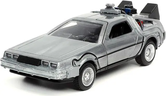 Alt view image 2 of 6 - DeLorean DMC Time Machine Brushed Metal "Back to the Future Part I" (1985) Movie "Hollywood Rides" 1/32 Diecast Model Car Jada