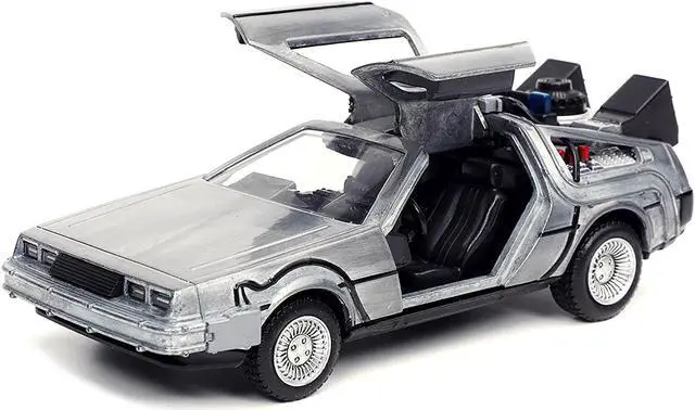 Alt view image 3 of 6 - DeLorean DMC Time Machine Brushed Metal "Back to the Future Part I" (1985) Movie "Hollywood Rides" 1/32 Diecast Model Car Jada