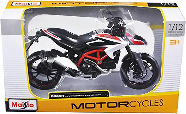 Alt view image 3 of 3 - 2013 Ducati Hypermotard SP White with Black and Red Stripes 1/12 Diecast Motorcycle Model by Maisto
