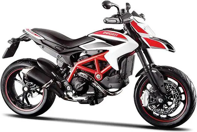 Alt view image 2 of 3 - 2013 Ducati Hypermotard SP White with Black and Red Stripes 1/12 Diecast Motorcycle Model by Maisto