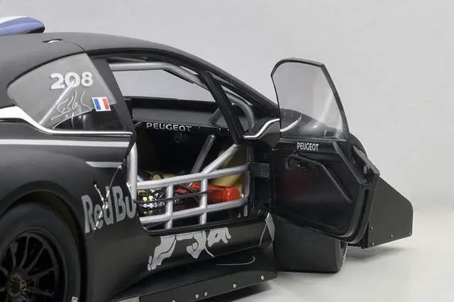 Alt view image 4 of 5 - Peugeot 208 T16 Pikes Peak "Red Bull" Presentation Car Black 1/18 Model Car by Autoart