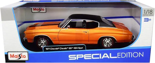 Alt view image 2 of 3 - 1971 Chevrolet Chevelle SS 454 Sport Orange Metallic with Black Top and Black Stripes 1/18 Diecast Model Car by Maisto