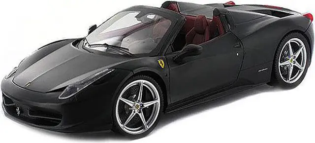 Alt view image 7 of 10 - Ferrari 458 Italia Spider Matt Black Elite Edition 1/18 Diecast Car Model by Hotwheels