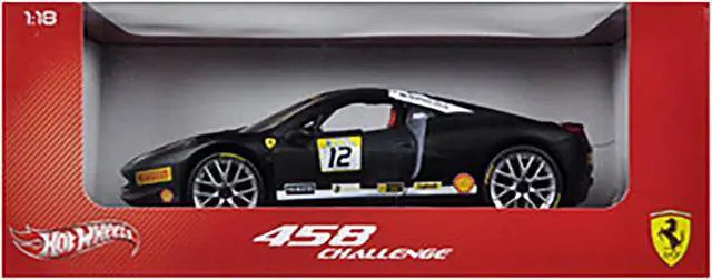 Alt view image 9 of 10 - Ferrari 458 Challenge Matt Black #12 1/18 Diecast Car Model by Hot Wheels