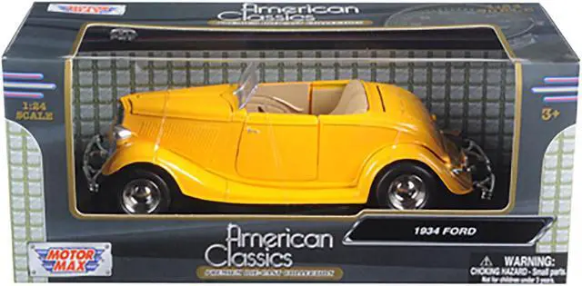 Alt view image 3 of 3 - 1934 Ford Coupe Yellow 1/24 Diecast Car Model by Motormax