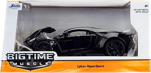 Alt view image 3 of 3 - Lykan Hypersport Glossy Black 1/24 Diecast Model Cars by Jada