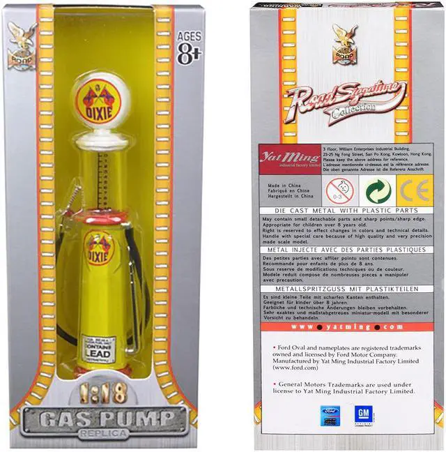 Alt view image 3 of 3 - Dixie Gasoline Vintage Gas Pump Cylinder 1/18 Diecast Replica by Road Signature