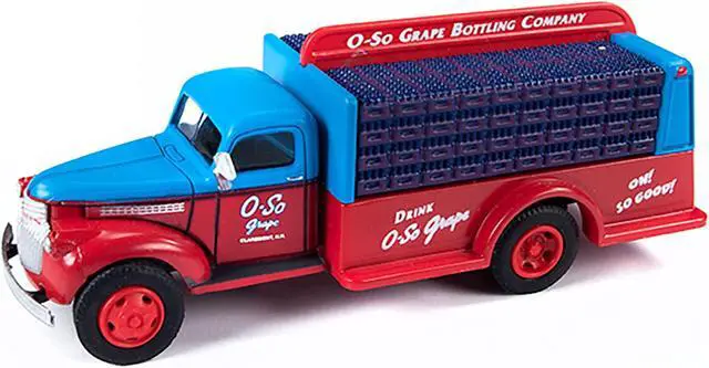 Alt view image 6 of 7 - 1941-1946 Chevrolet Delivery Bottle Truck "O-So Grape" 1/87 (HO) Scale Model by Classic Metal Works