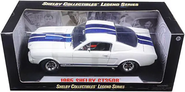 Alt view image 4 of 6 - 1965 Ford Mustang Shelby GT350R White w/Blue Stripes w/Carroll Shelby's Signature on the Roof 1/18 Shelby Collectibles