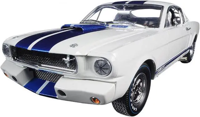 Alt view image 3 of 6 - 1965 Ford Mustang Shelby GT350R White w/Blue Stripes w/Carroll Shelby's Signature on the Roof 1/18 Shelby Collectibles
