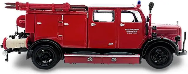 Alt view image 3 of 4 - 1950 Mercedes Benz TLF-15 Fire Engine Red 1/43 Diecast Model by Road Signature