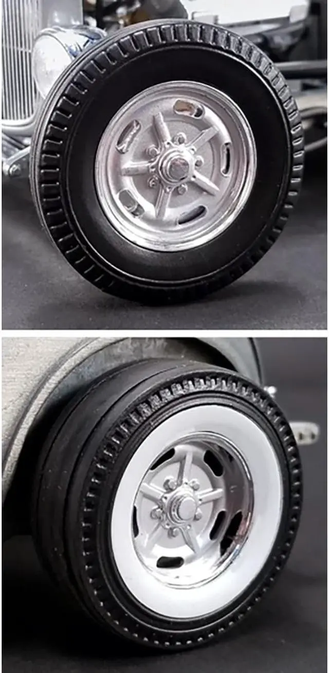 Alt view image 4 of 5 - Chrome Salt Flat Wheel and Tire Set of 4 pieces from "1932 Ford 5 Window Hot Rod" 1/18 by Acme 1/18 by Acme