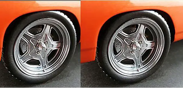 Alt view image 2 of 3 - Street Fighter Mag Wheel and Tire Set of 4 pieces from "1970 Plymouth RoadRunner "The Hammer" "Fast & Furious" Movie 1/18 by GMP