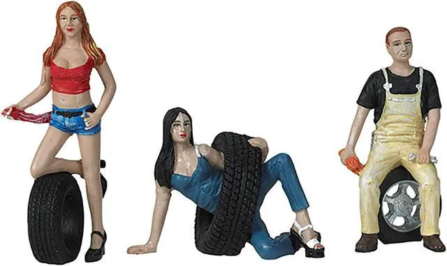 Alt view image 5 of 8 - Val, Andie and Derek Tire Brigade 3 piece Figurine Set 1/24 by Motorhead Miniatures