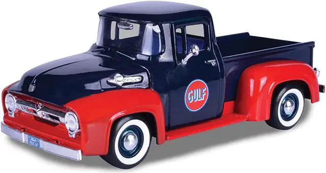 Alt view image 3 of 4 - 1956 Ford F-100 Pickup Truck "Gulf" Dark Blue and Red 1/24 Diecast Model Car by Motormax