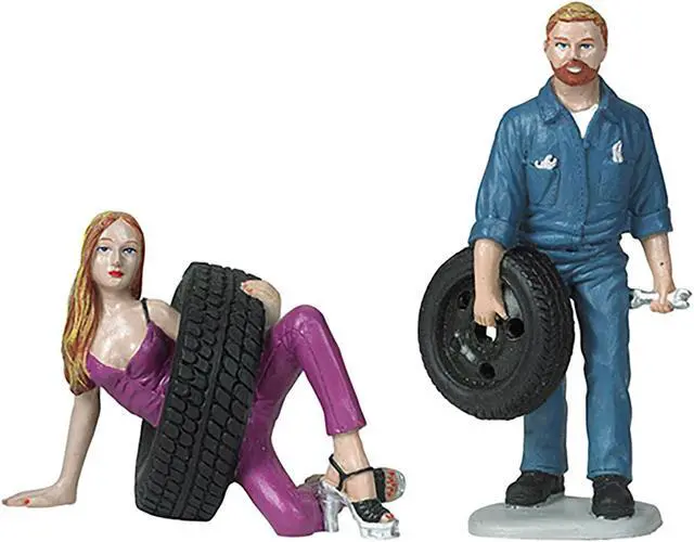 Alt view image 7 of 7 - Val and Gary Tire Brigade 2 piece Figurine Set 1/18 by Motorhead Miniatures