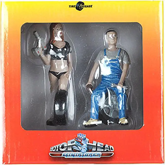 Alt view image 7 of 7 - Michele and Derek Tire Brigade 2 piece Figurine Set 1/18 by Motorhead Miniatures
