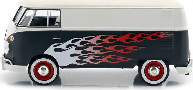 Alt view image 2 of 3 - Volkswagen Type 2 (T1) Delivery Van with Flames 1/24 Diecast Car Model by Motormax
