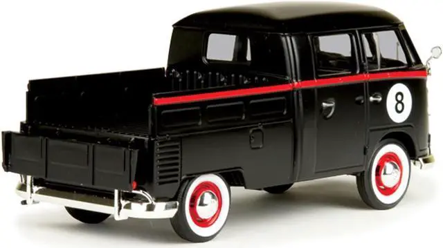 Alt view image 3 of 3 - Volkswagen Type 2 (T1) Double Cab Pickup #8 Matt Black 1/24 Diecast Car Model by Motormax