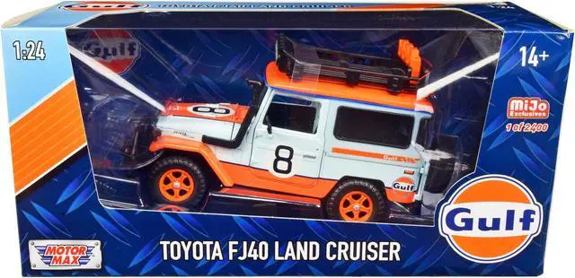 Main image of Toyota FJ40 Land Cruiser #8 "Gulf Oil"  White Limited Edition to 2,400 pieces Worldwide 1/24 Diecast Car by Motormax