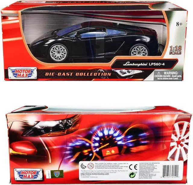 Alt view image 3 of 3 - Lamborghini LP 560-4 Black 1/18 Diecast Car Model by Motormax