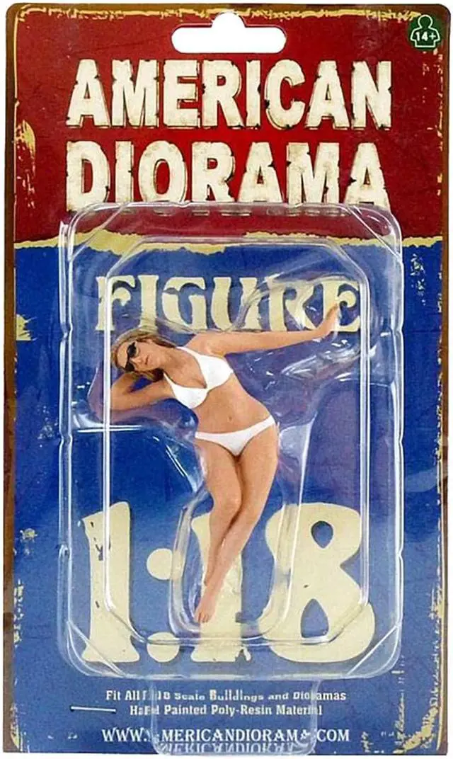 Alt view image 2 of 7 - American Diorama June Bikini Calendar Girl Figure for 1/18 Scale Models 38170