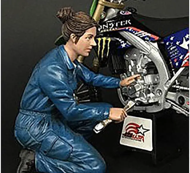 Alt view image 7 of 7 - Mechanic Chole Figurine for 1/12 Scale Motorcycle Models by American Diorama