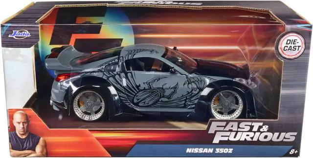 Alt view image 3 of 3 - D.K.'s Nissan 350Z Gray and Black with Graphics "Fast & Furious" Movie 1/24 Diecast Model Car by Jada
