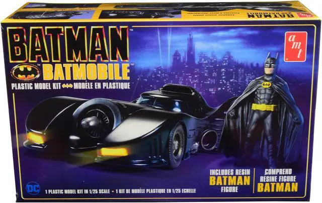 Alt view image 3 of 6 - Skill 2 Model Kit Batmobile with Resin Batman Figurine "Batman" (1989)  1/25 Scale Model by AMT
