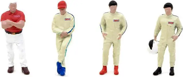 Alt view image 3 of 7 - "Race Drivers" 4 Piece Diecast Figure Set "BRE" for 1/64 Scale Models by Tarmac Works & American Diorama