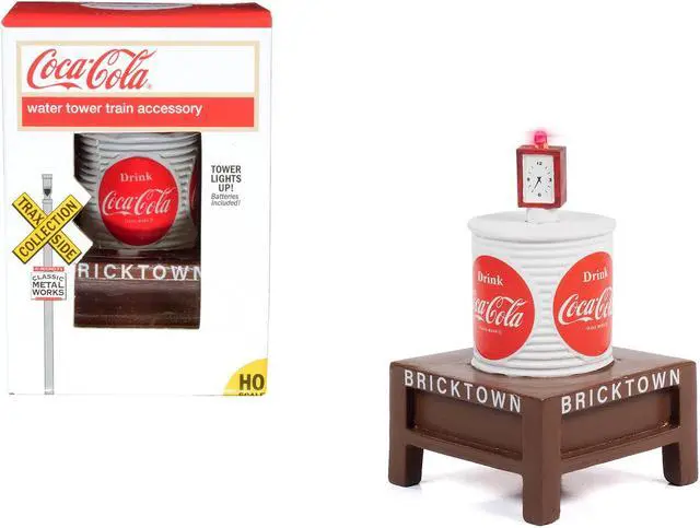 Alt view image 3 of 5 - "Coca-Cola" Water Tower with Light "Bricktown" for 1/87 (HO) Scale Models by Classic Metal Works