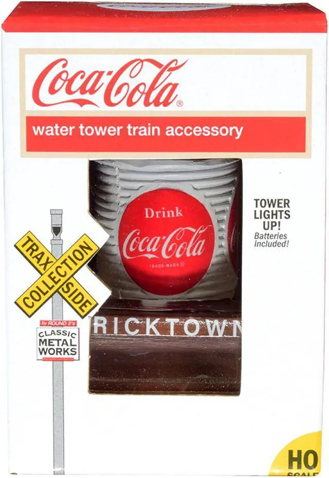 Alt view image 5 of 5 - "Coca-Cola" Water Tower with Light "Bricktown" for 1/87 (HO) Scale Models by Classic Metal Works