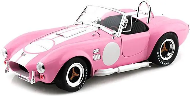 Alt view image 3 of 5 - 1965 Shelby Cobra 427 S/C Pink with White Stripes with Printed Carroll Shelby Signature's on the Trunk 1/18 Diecast Model Car by Shelby Collectibles