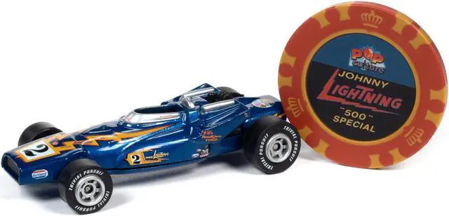 Alt view image 6 of 7 - Johnny Lightning Special Blue Metallic with Poker Chip (Collector Token) and Game Card "Trivial Pursuit" "Pop Culture" Series 1/64 Diecast Model Car by Johnny Lightning