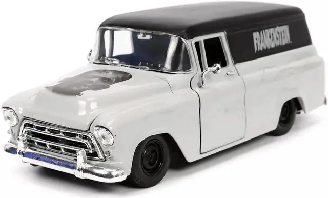Alt view image 4 of 7 - 1957 Chevrolet Suburban Gray and Black with Graphics and Frankenstein Diecast Figurine "Universal Monsters" "Hollywood Rides" Series 1/24 Diecast Model Car by Jada