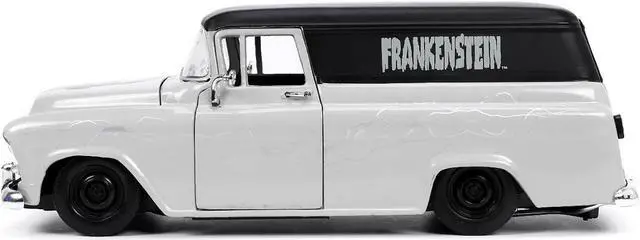 Alt view image 5 of 7 - 1957 Chevrolet Suburban Gray and Black with Graphics and Frankenstein Diecast Figurine "Universal Monsters" "Hollywood Rides" Series 1/24 Diecast Model Car by Jada